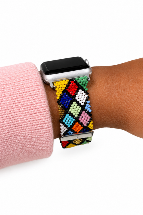 Inbewu multicolour diamond beaded Apple Watch strap