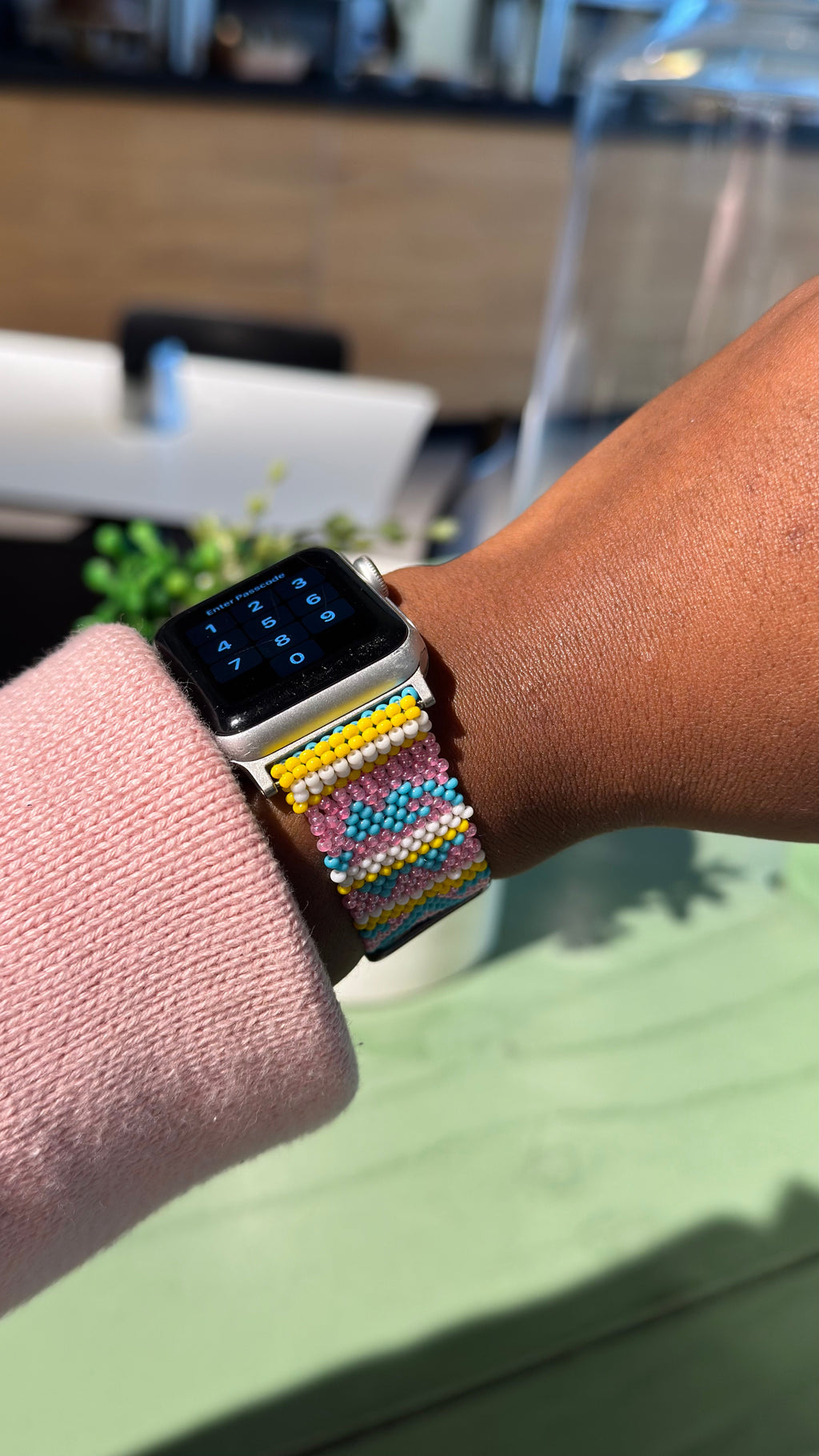 Umusa pastel rainbow beaded Apple Watch strap