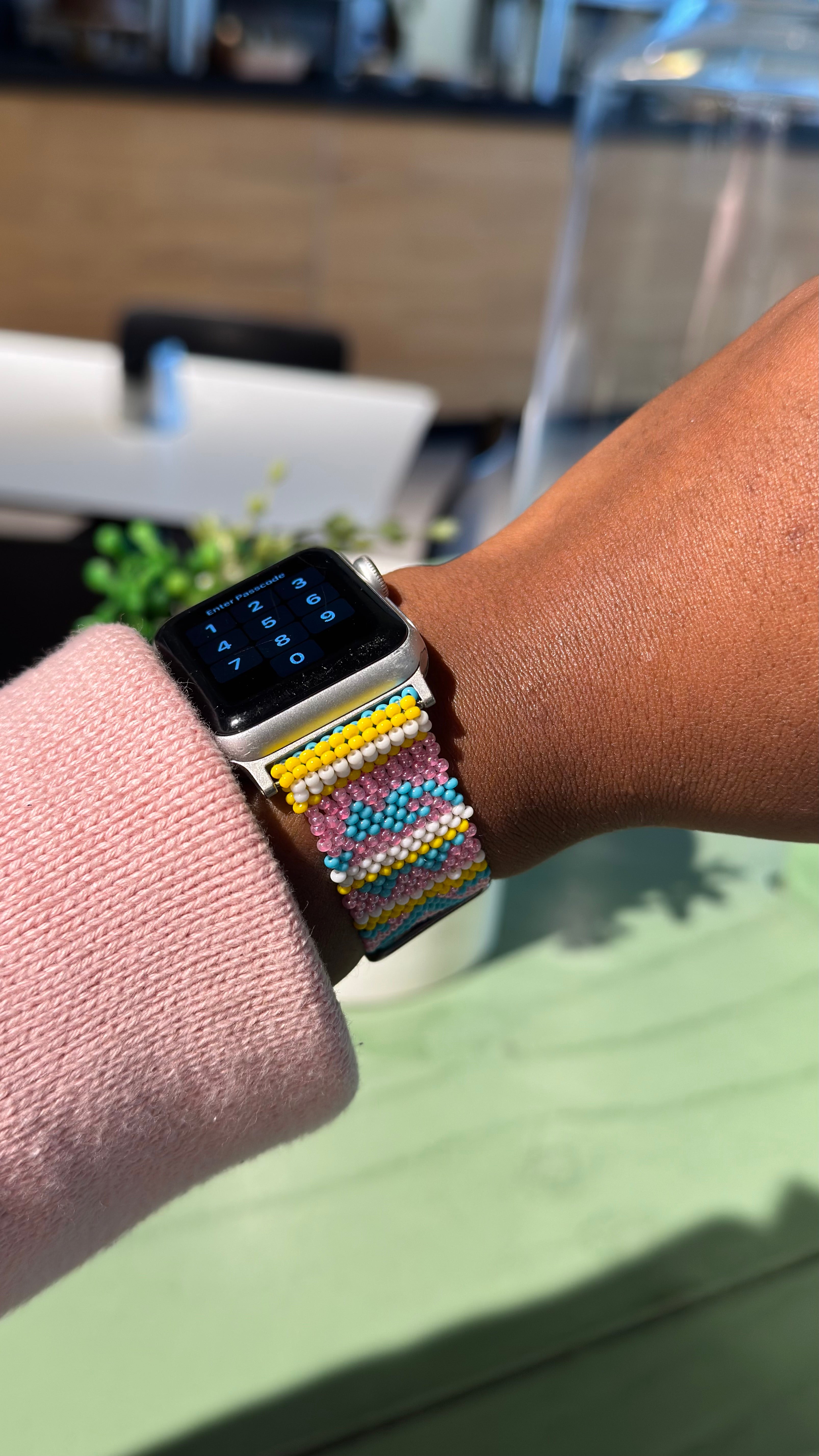 Umusa pastel rainbow beaded Apple Watch strap