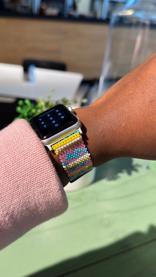 Umusa pastel rainbow beaded Apple Watch strap